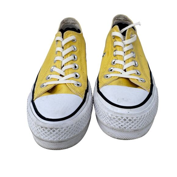 Converse All‎ Star Low Top Platform Sneakers Womens Size 5 Yellow White Lace Up - Picture 4 of 11